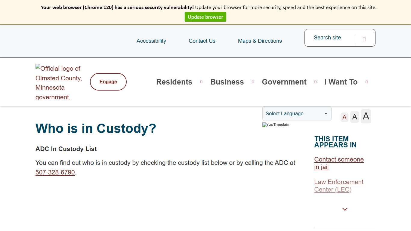 Who is in Custody? | Olmsted County, MN